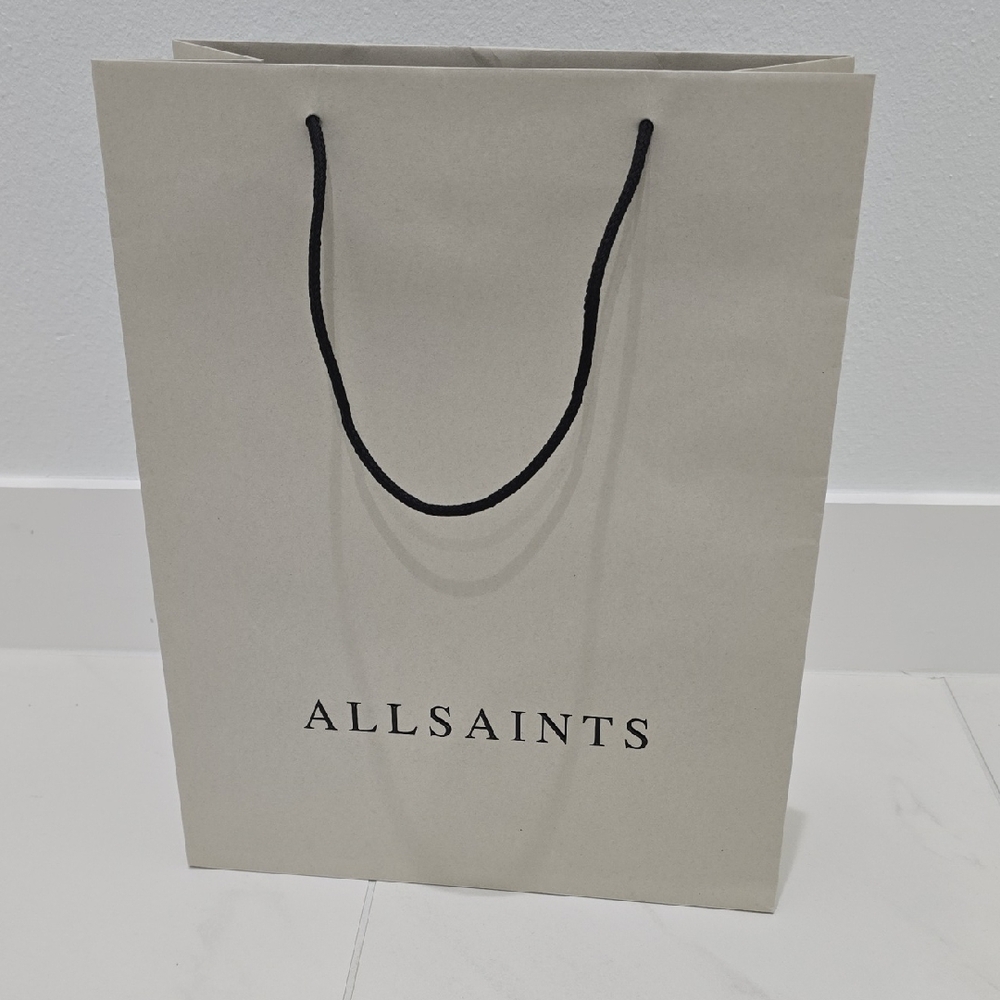 All Saints Cream Tote with Black Handles Paper Gift Bag